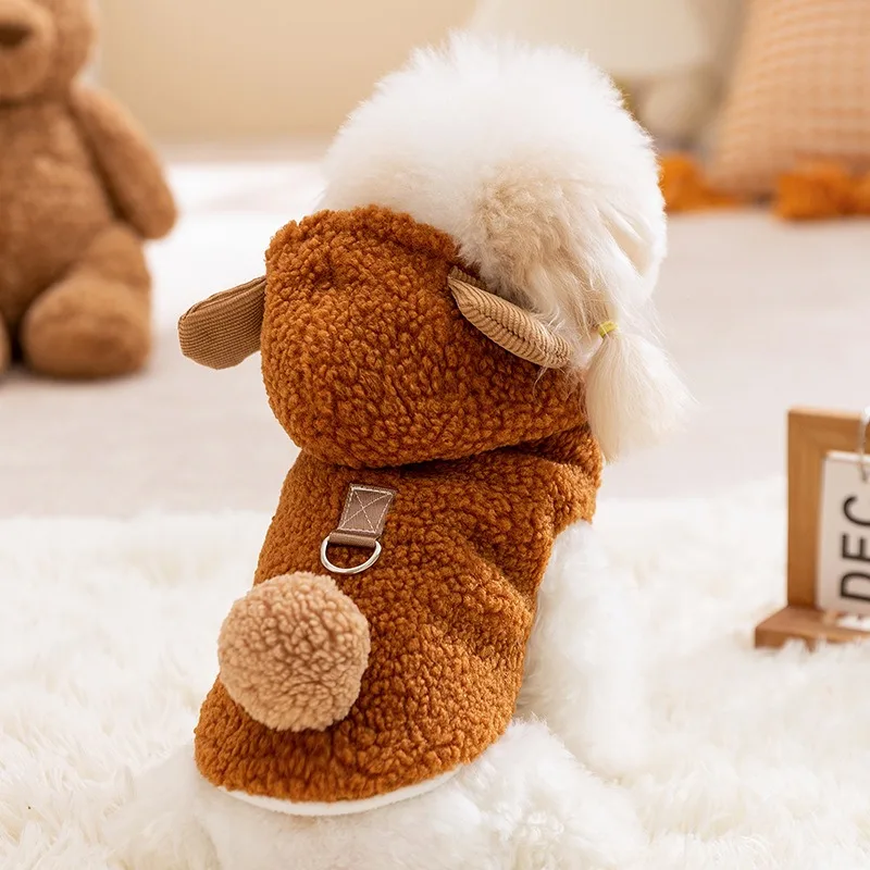 Tractable Dog Fleece Coat Ins Wind Pet Clothes Autumn and Winter Puppy Sleeveless Thickened Warm Coat Teddy Cardigan