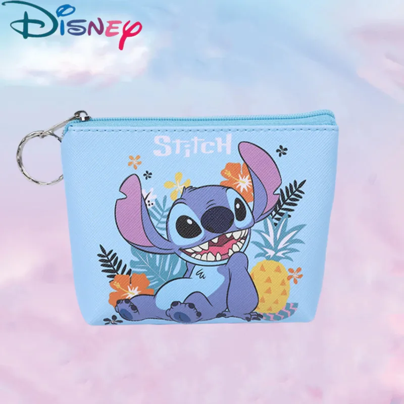 Monedero de dibujos animados de Disney Stitch para niñas, funda de Pu para llaves, bolsa de almacenamiento de monedas, billetera para niños, Mini embrague, regalos de navidad