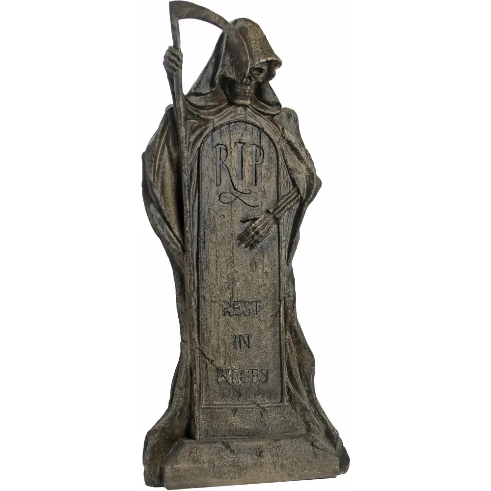 

Halloween Tombstone Gothic Decor Garden Graveyard Statue, 25 Inch, Greystone