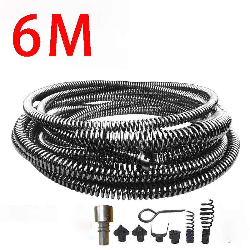 6 Meter Pipe Dredging Spring Drain Cleaner Sewer Sinks Basin Pipeline Clogged Remover Bathroom Kitchen Toilet Cleaning Tools