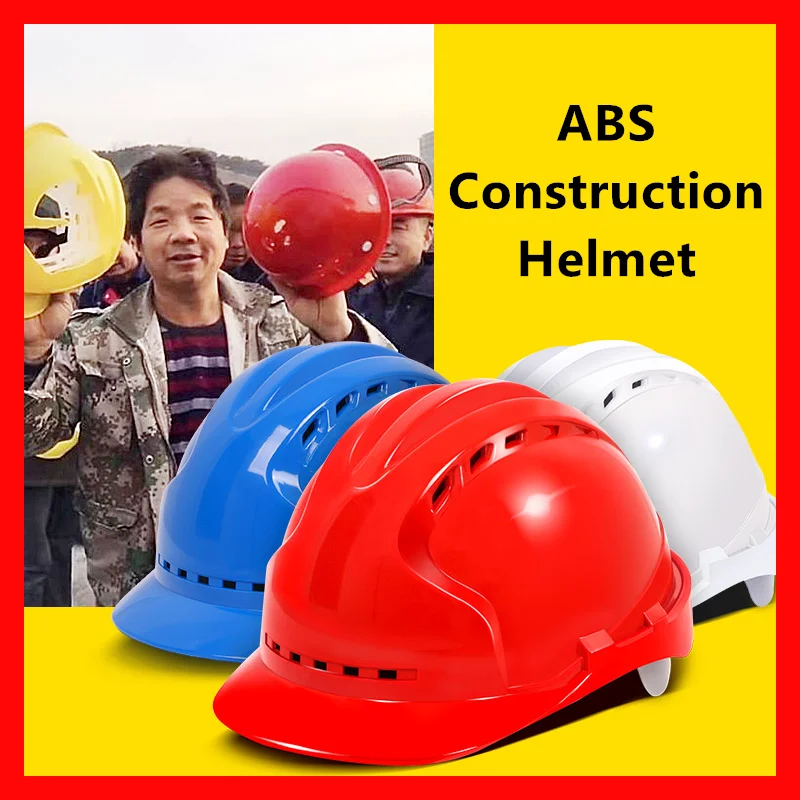 Construction Safety Helmet Hard Hat ABS Thicken Anti Strong Rolling Adjustable 8-Point Suspension Industrial Climbing