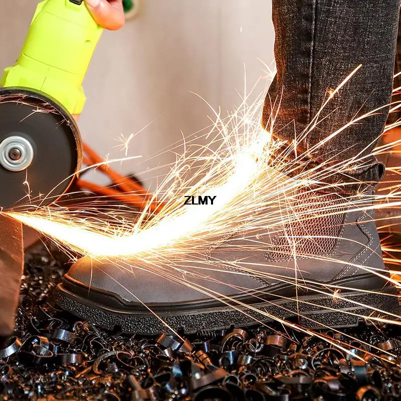 Scarpe da saldatore da uomo impermeabili stivali di sicurezza da lavoro con punta in acciaio scarpe antinfortunistiche antiscintilla da uomo Slip On