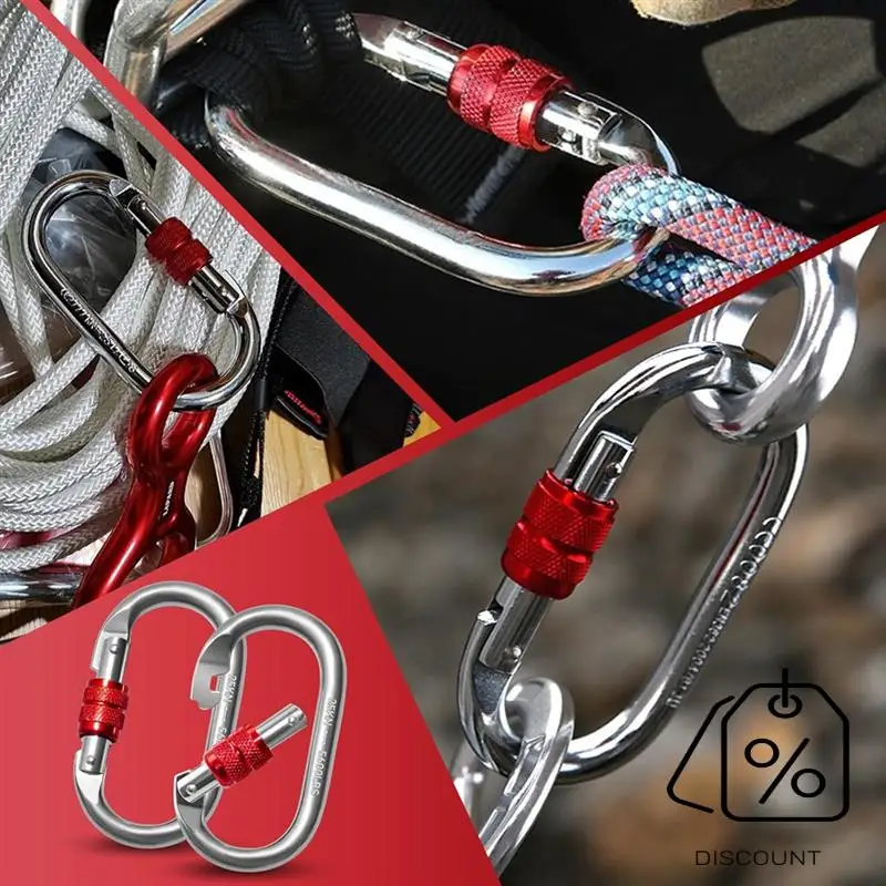 BAAG-2Pcs Carabiner Hooks 25 KN,O-Shaped Carabiner Hooks,Heavy Duty Safety Carabiner,carabiner สําหรับโยคะ,เปลญวน,Camping