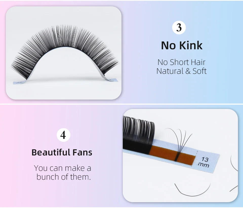 Lashrujade Mattschwarze weiche Nerz-Faux-Einzelwimpernverlängerung, russische Volumenwimpern, regelmäßige klassische Wimpernverlängerung – Detail 4
