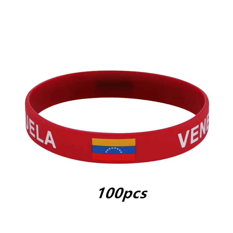 

Wholesale 100pcs Venezuela Flag Silicone Bracelets Sports Wristbands National Wrist Strap for Men Women Rubber Band Accessories