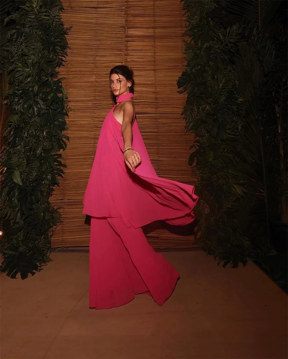Amanda Customized Pink One Shoulder Pleated Prom Dresses Sleeveless Asymmetrical vestidos de noche Floor-Length Formal Evening