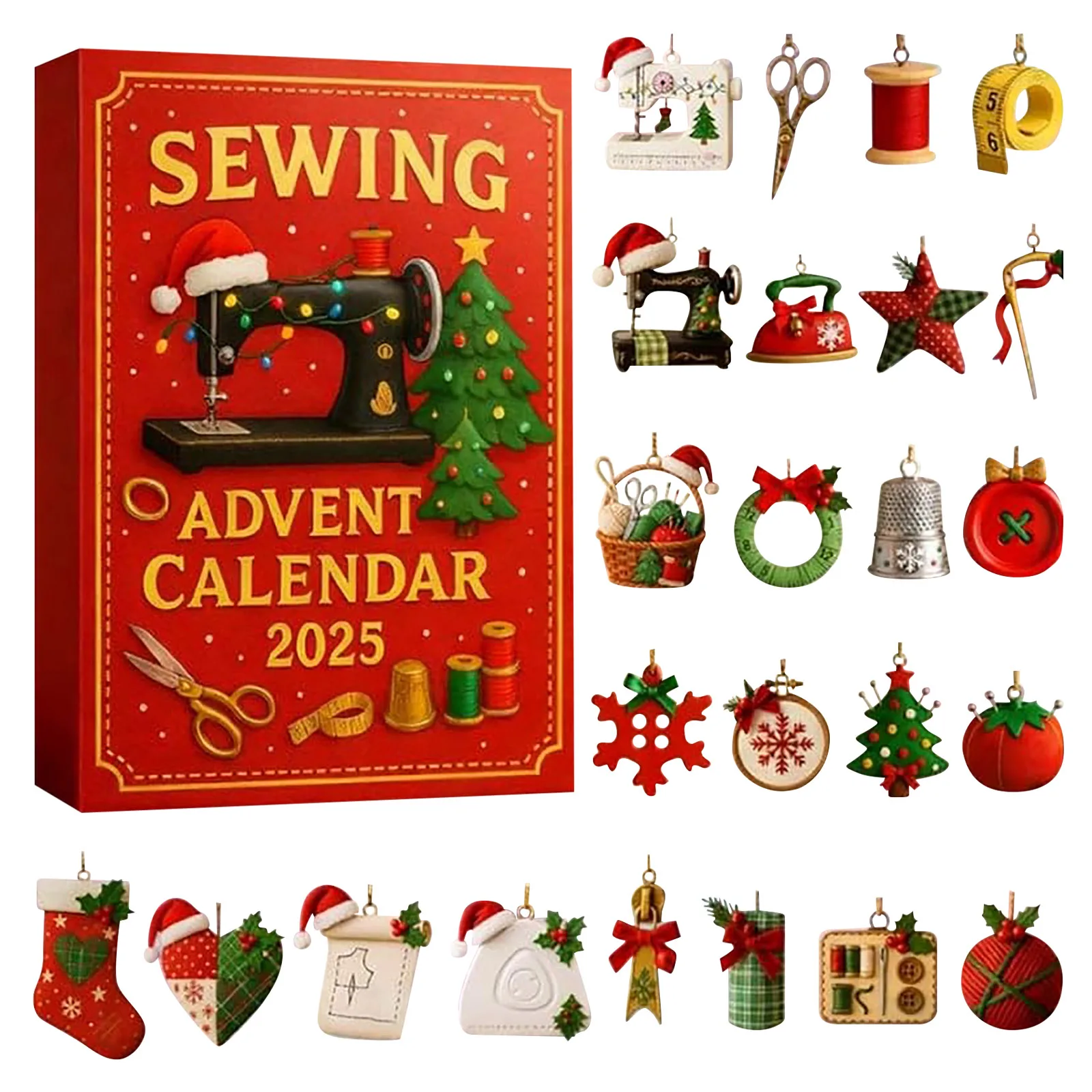 Minuterie de cuisine pour chat, calendrier de l'avent à coudre, 2025 – 24 jours de surprises pour les amateurs de couture |   Minuterie festive de 4 minutes