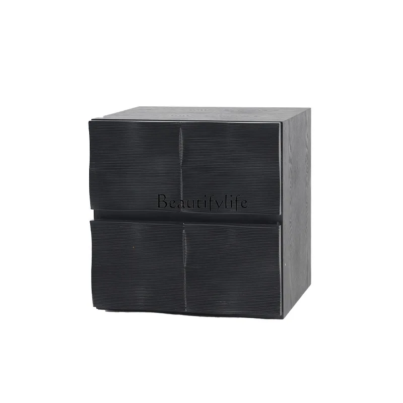 

Medieval style module combination living room solid wood dining side cabinet walnut bedside table