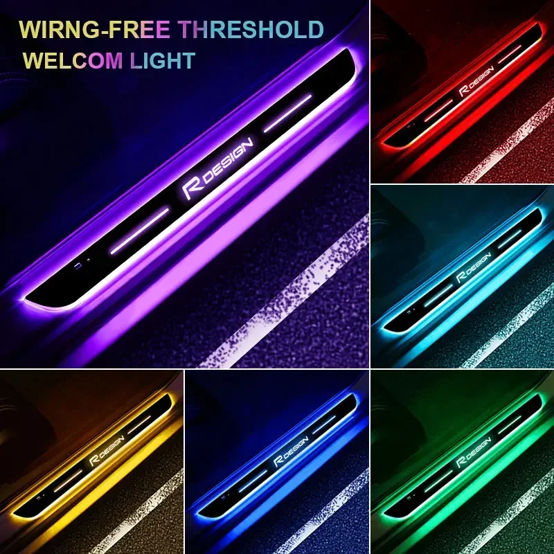 

Car door Sill light logo Projector lamp Power Moving LED Welcome Pedal For Volvo R DESIGN car accesorios