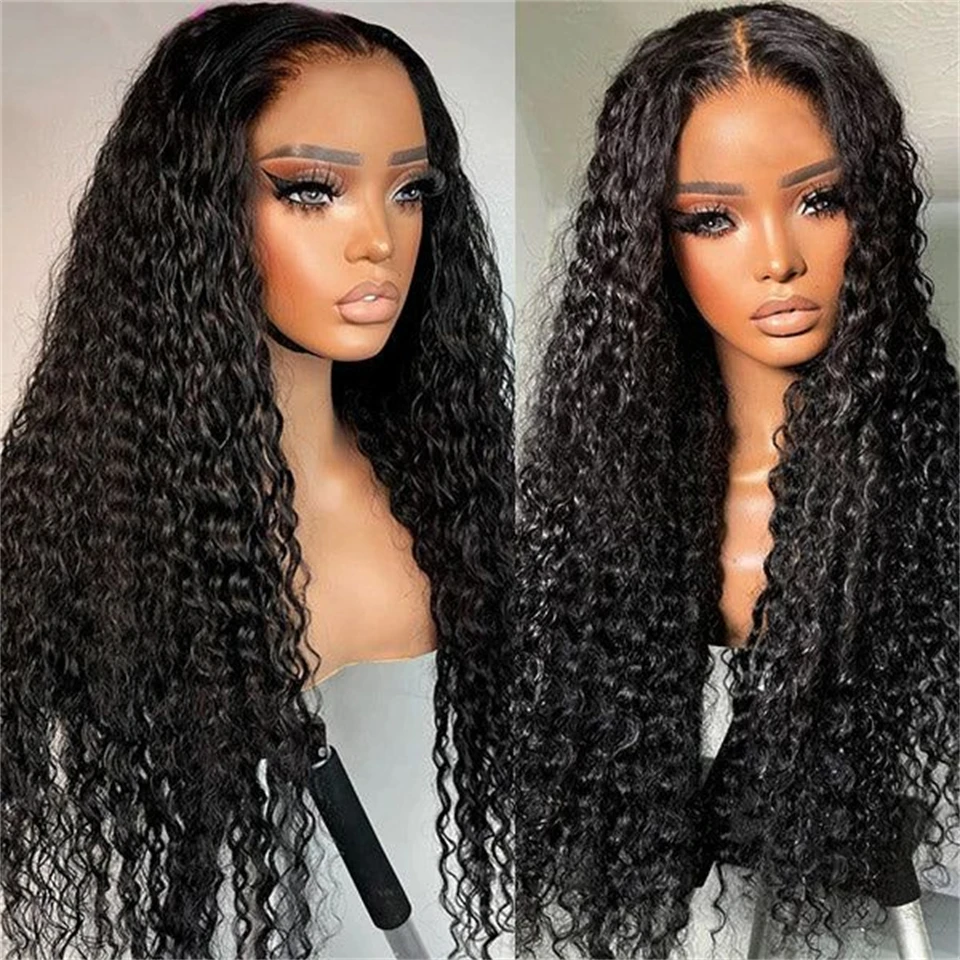 Water Wave Transparent 4x4 Lace Closure Wigs for Women Pre Plucked Brazilian Human Hair Water Curly 13x4 Lace Frontal Wigs