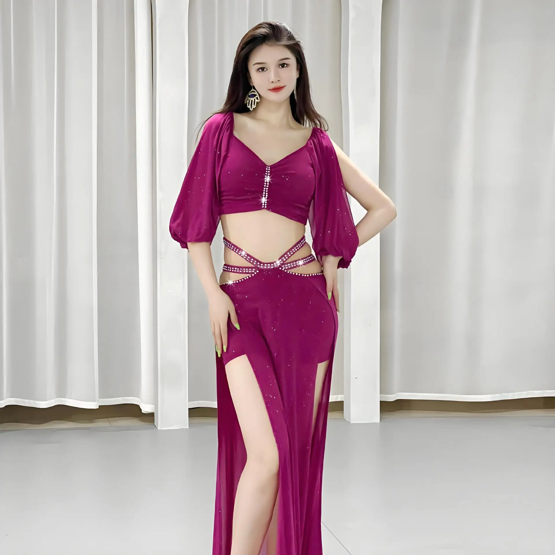 

1set/lot woman fashion belly dance costumes lady indian dance top and skirt