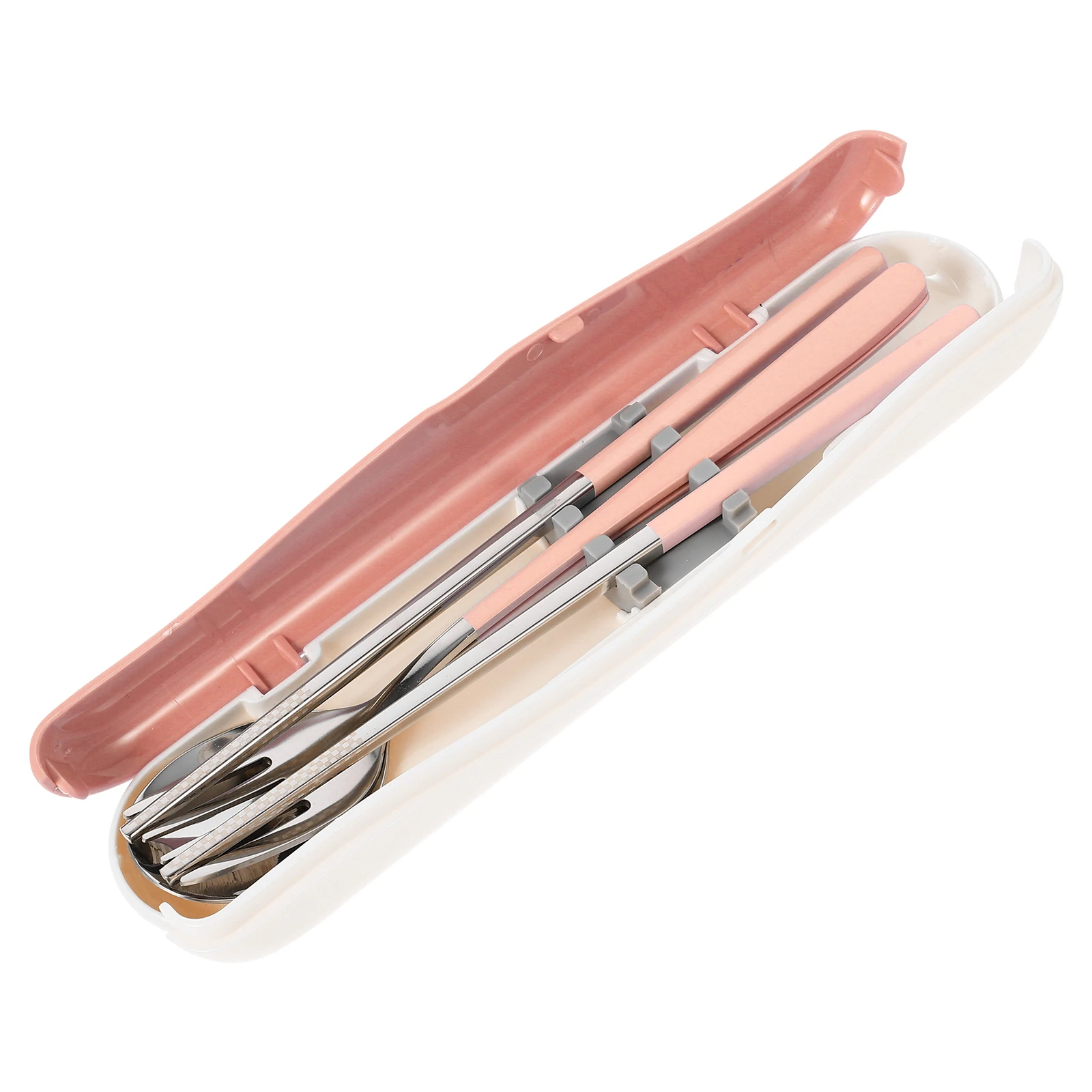 

1 set Portable Cutlery Set Pink Reusable Travel Tableware Forks Spoons Chopsticks with Case for Picnic Camping Outdoor