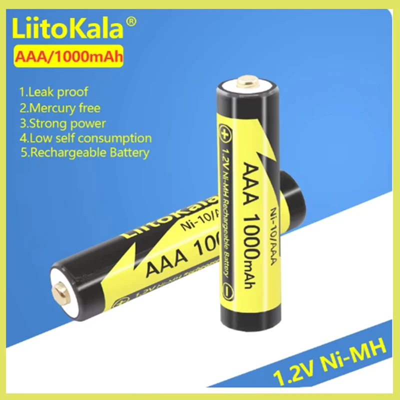 Autentica batteria LiitoKala 1.2V No.7 batteria ricaricabile AAA nichel idrogeno 1100mAh Mouse e tastiera