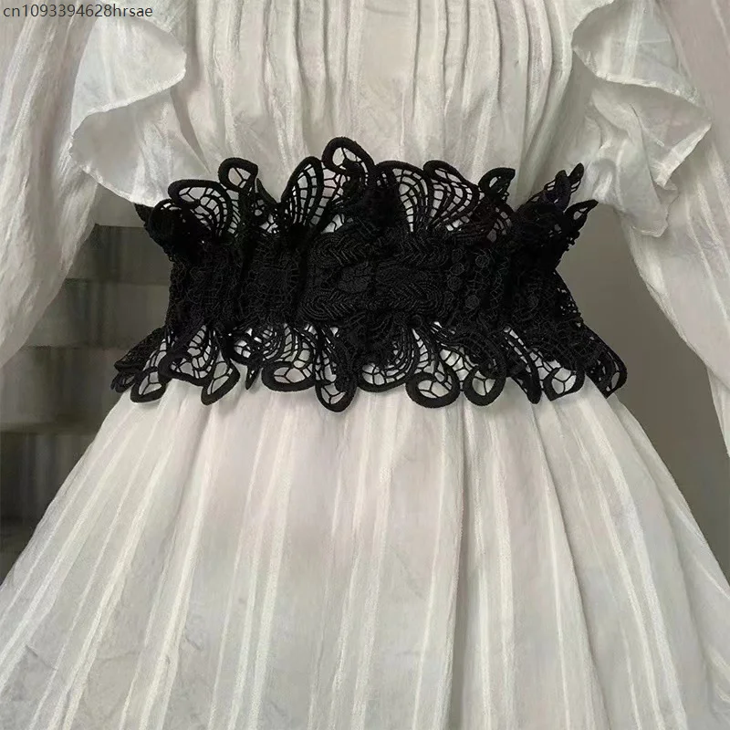

Women Sweet Decorative Lace Waist Belts Lace Floral Waistband Corset Lady Elegant Dress Waist Chain Y2k Dress Accessories