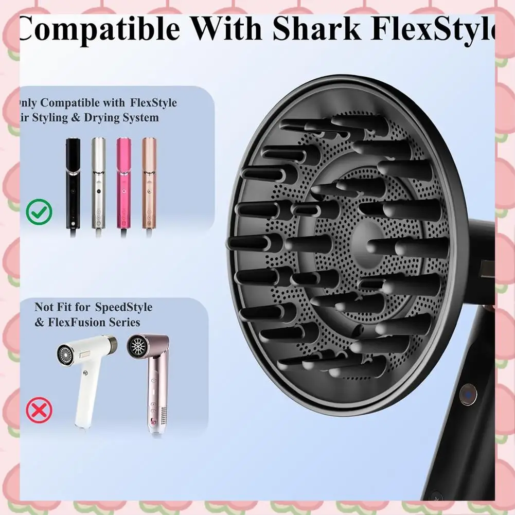 

N18R Большая насадка-диффузор для Shark Flexstyle, модернизированная насадка-диффузор для сушилки, более быстрее и одинаковые волнистые, вьющиеся волосы, черные