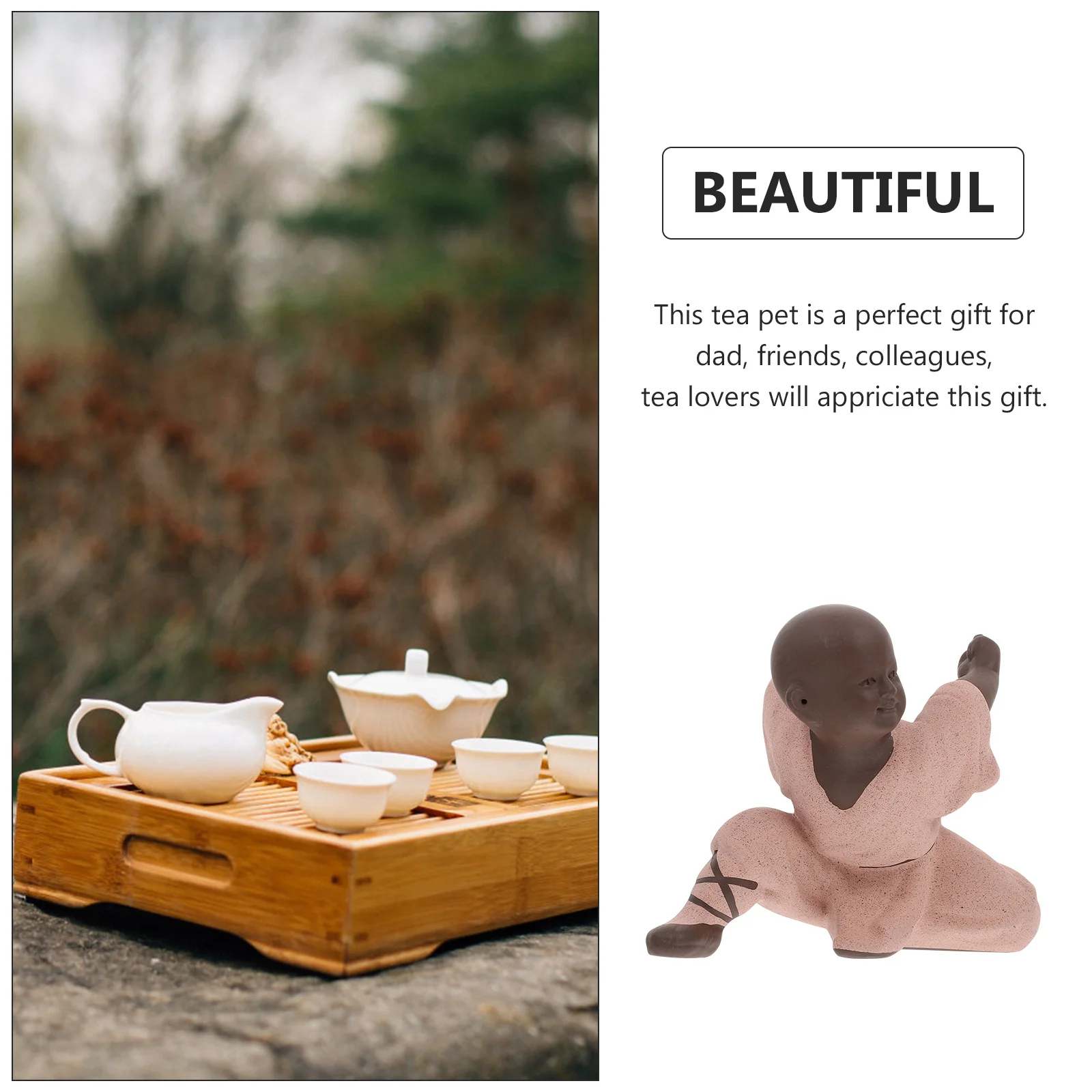 

1Pcs Tea Pet Ornament Premium Purple Clay Lovely Desktop Decor for Tea Table Gift Home Office Decoration Monk Statue