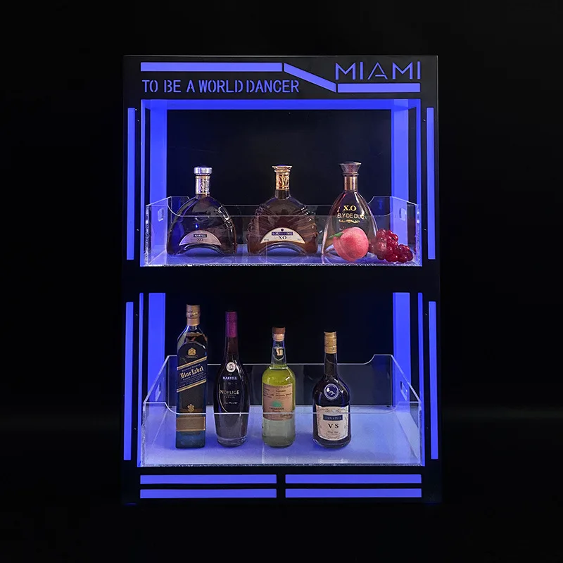 Champagne wine cooler LED lighted wine cabinet two-tier display cabinet double-layer luminous wine display shelf