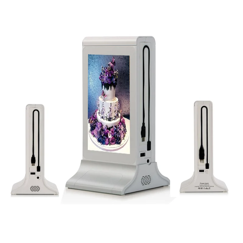 7 inch digital LCD player table menu holder touch screen charging station menu power banks for bar restaurant