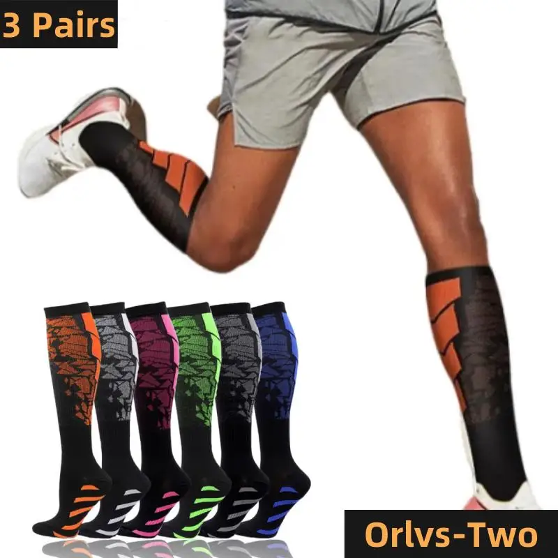 3 Pairs Lot Pack Compression Socks Running Men Women Floral Prints Stockings Sports Anti-Fatigue Compression Socks Bulk Sales