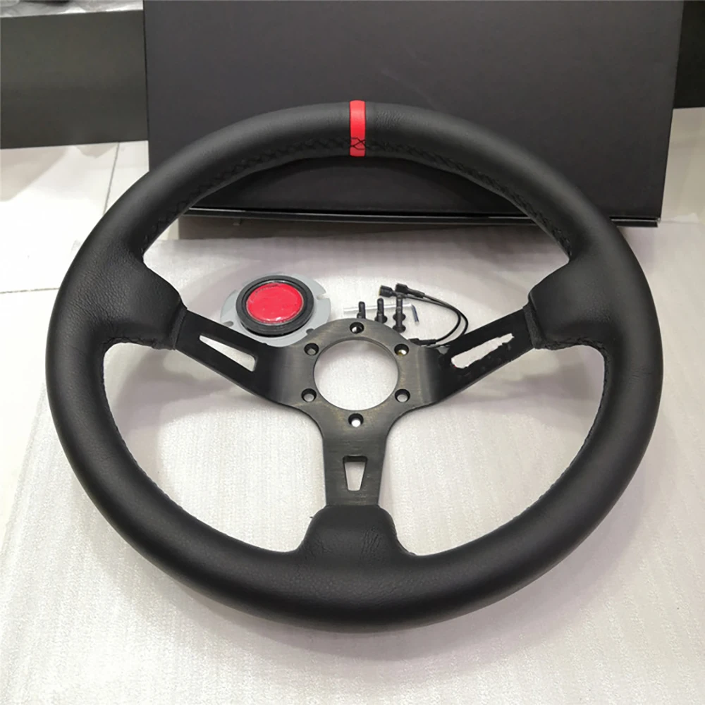 13Inch 330MM Universal Modification Steering Wheel Tools Leather Deep Disc Racing Drift Steering Wheel Accessories