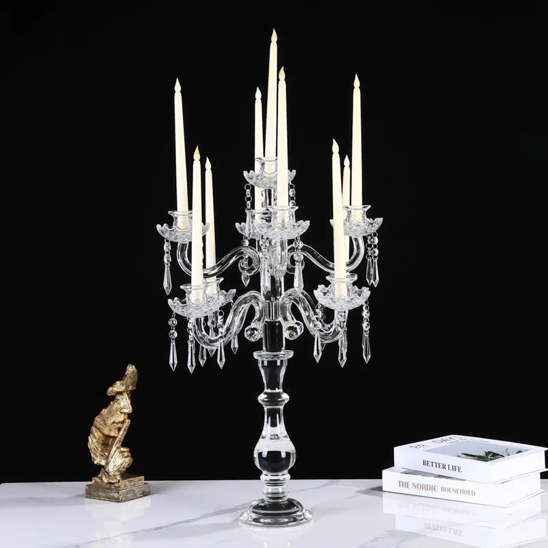 Factory Direct 2026 European crystal candle holder windproof wedding ornament crystal glass holder candle light dinner props  ho