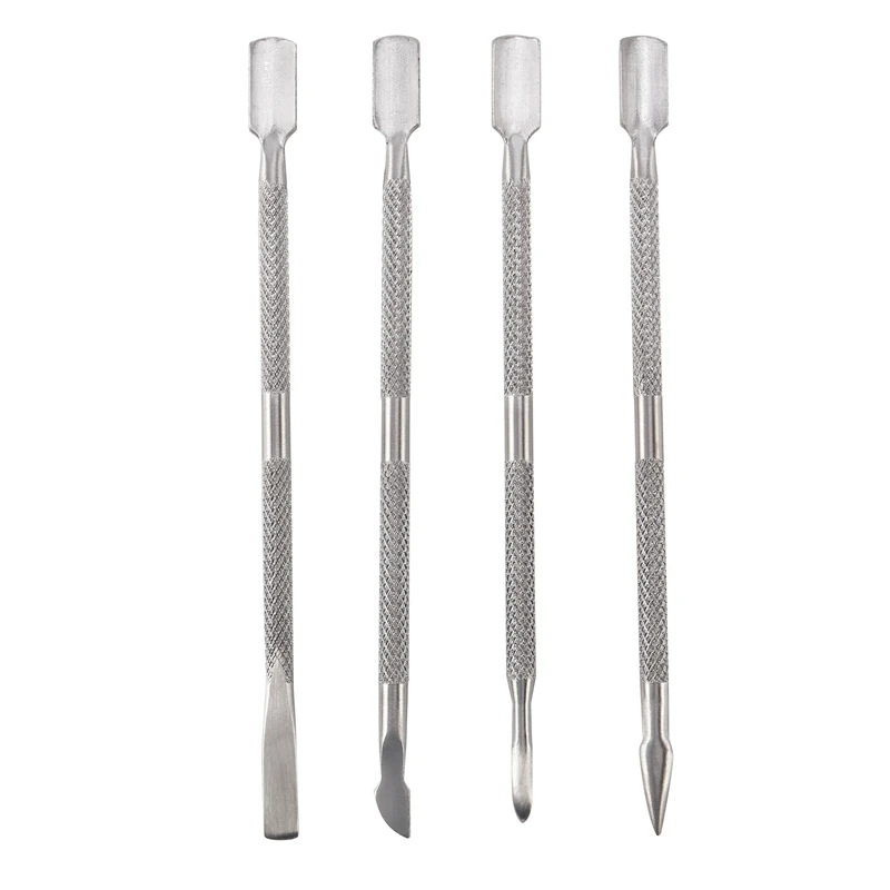 1 Set 4 Stuks Cuticula Pusher Uv Gel Polish Week Off Remover Tool Nail Art Cuticula Trimmer (4 Stuks, Zilver)