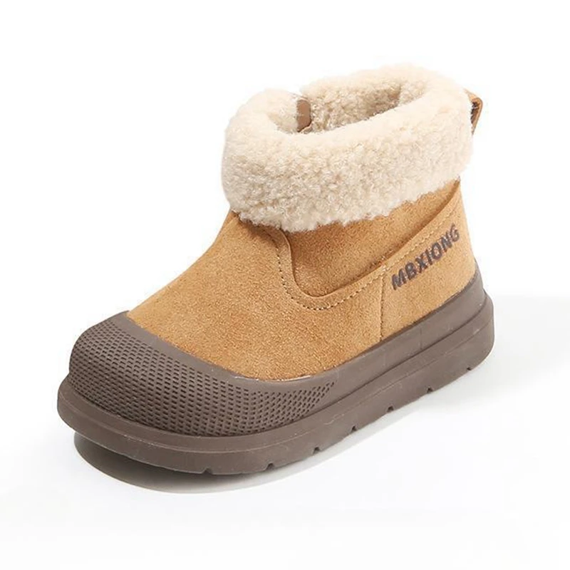 12-16cm Brand Suede Winter Shoes Baby Turned-over Edge Toddler Zip Boots Infant Winter Flats 0-3years Old Kids Snow Boots