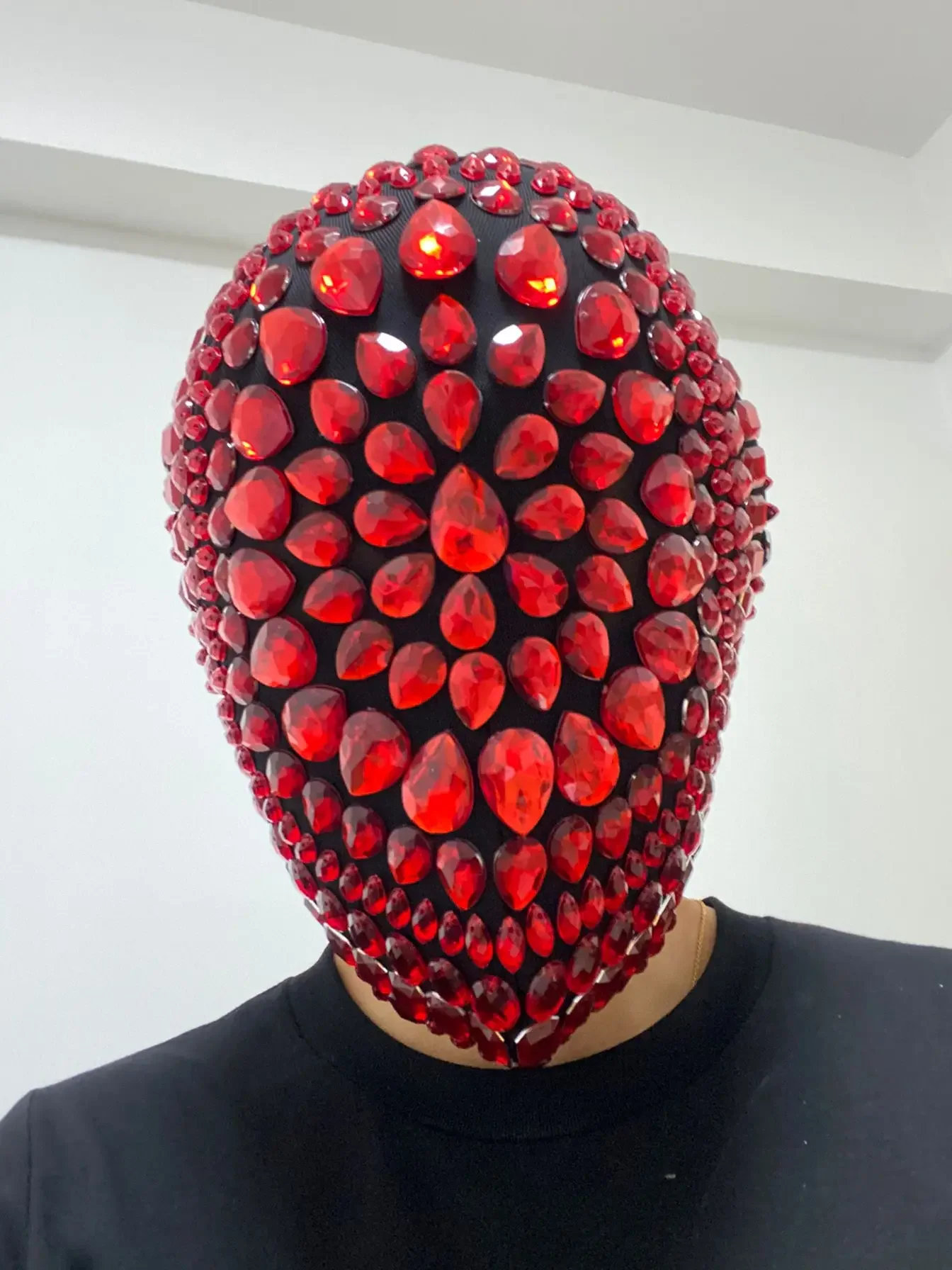 Glitter Metal Rhinestone Mask Hood Trending Punk Rock Gothic Headcover Cosplay Halloween Party Dj Rapper Show Rave Headwear