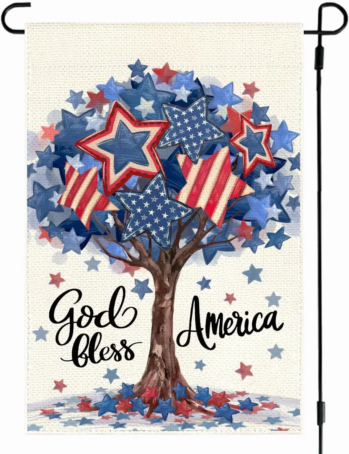 RABUSOFA Patriotic 4th of July Garden Flag 12x18 Inch Double Sided Outside,Red Blue and White Star Tree Memorial Day God Ble xxl