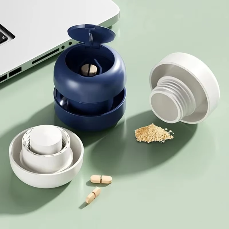 1PC Multifunction Portable 4 Layer Powder Tablet Grinder Powder Pill Cutter Medicine Splitter Box Storage Pill Crusher