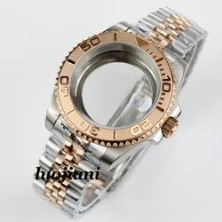 Jubilee/oyster bracelet rose gold watch case 40mm sapphire glass waterproof fit NH35 NH36 movement 28.5mm dial submariner yacht