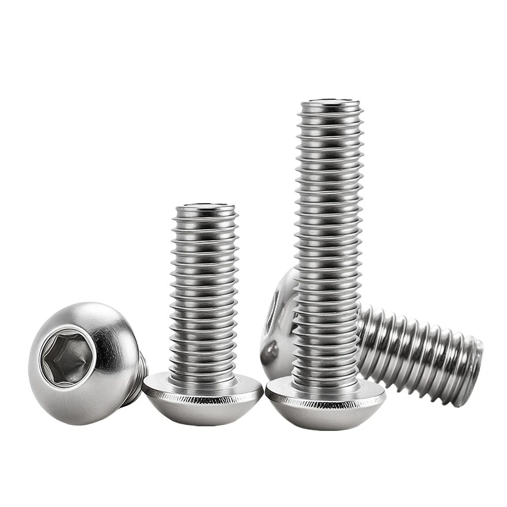 ISO7380 Hexagon Socket Allen Bolts M2 M2.5 M3 M4 M5 M6 M8 M10 M12  Metal Machine Threaded Screws 304 Stainless Steel Hex Screw