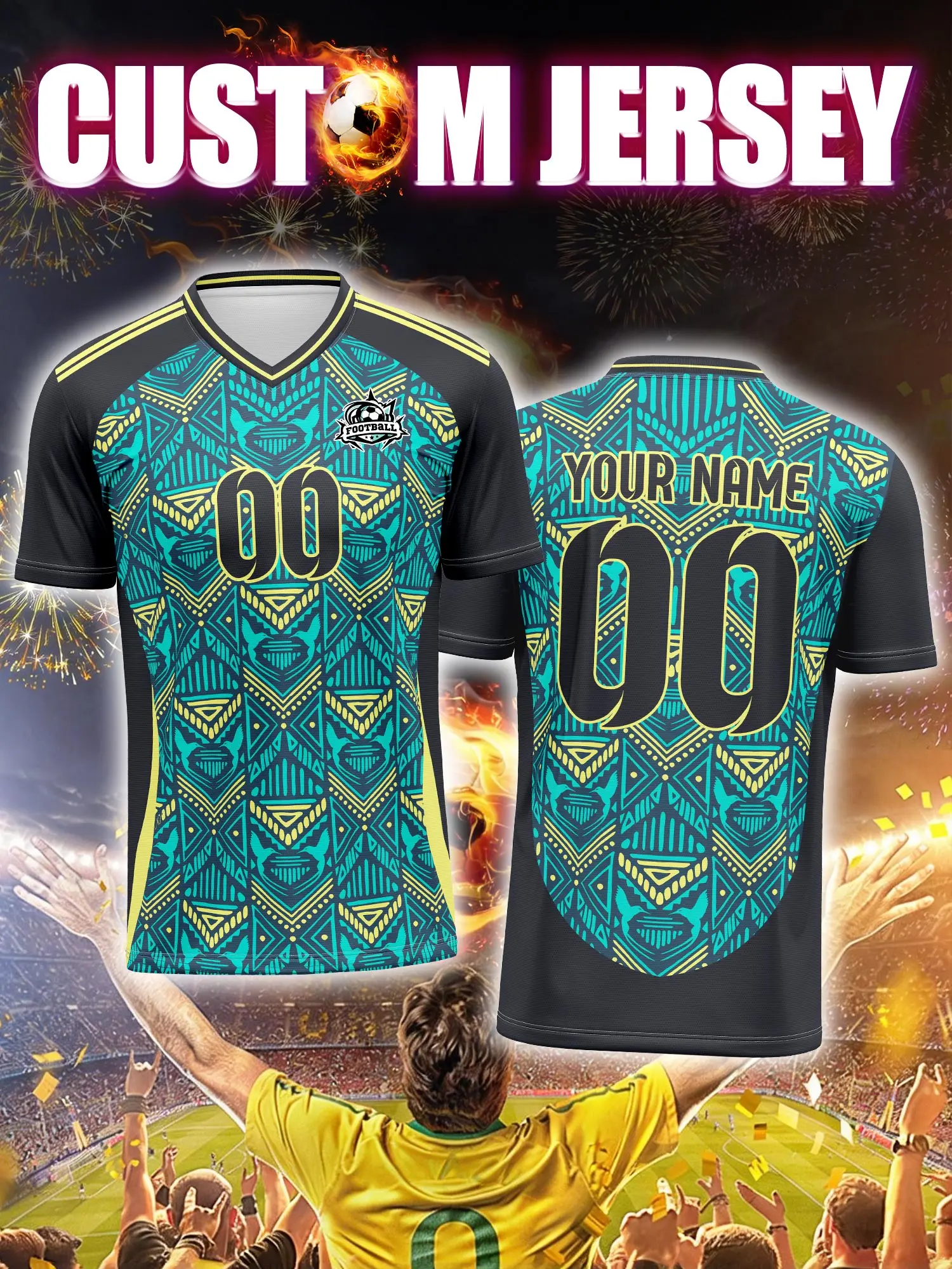 

Custom Soccer Jersey With Custom Image, Number And Name, university student athlete team wear
