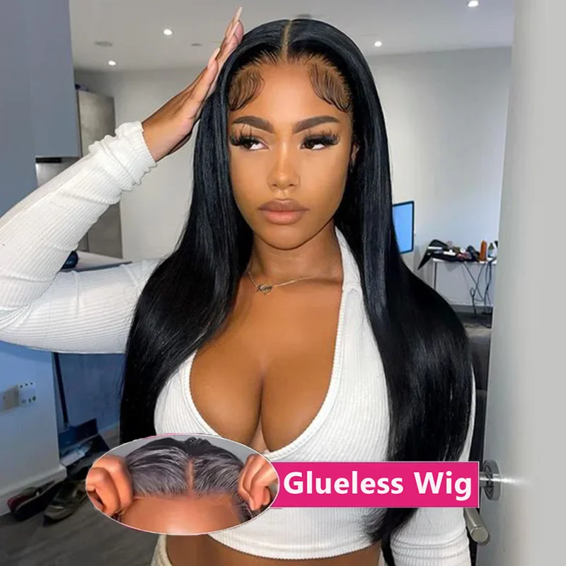 

Indian Bone Straight Glueless Wigs Ready Go 5x5 Lace Closure 100% Human Hair Wigs Pre-Cut Hairline Remy Choice Sale MYLOCKME