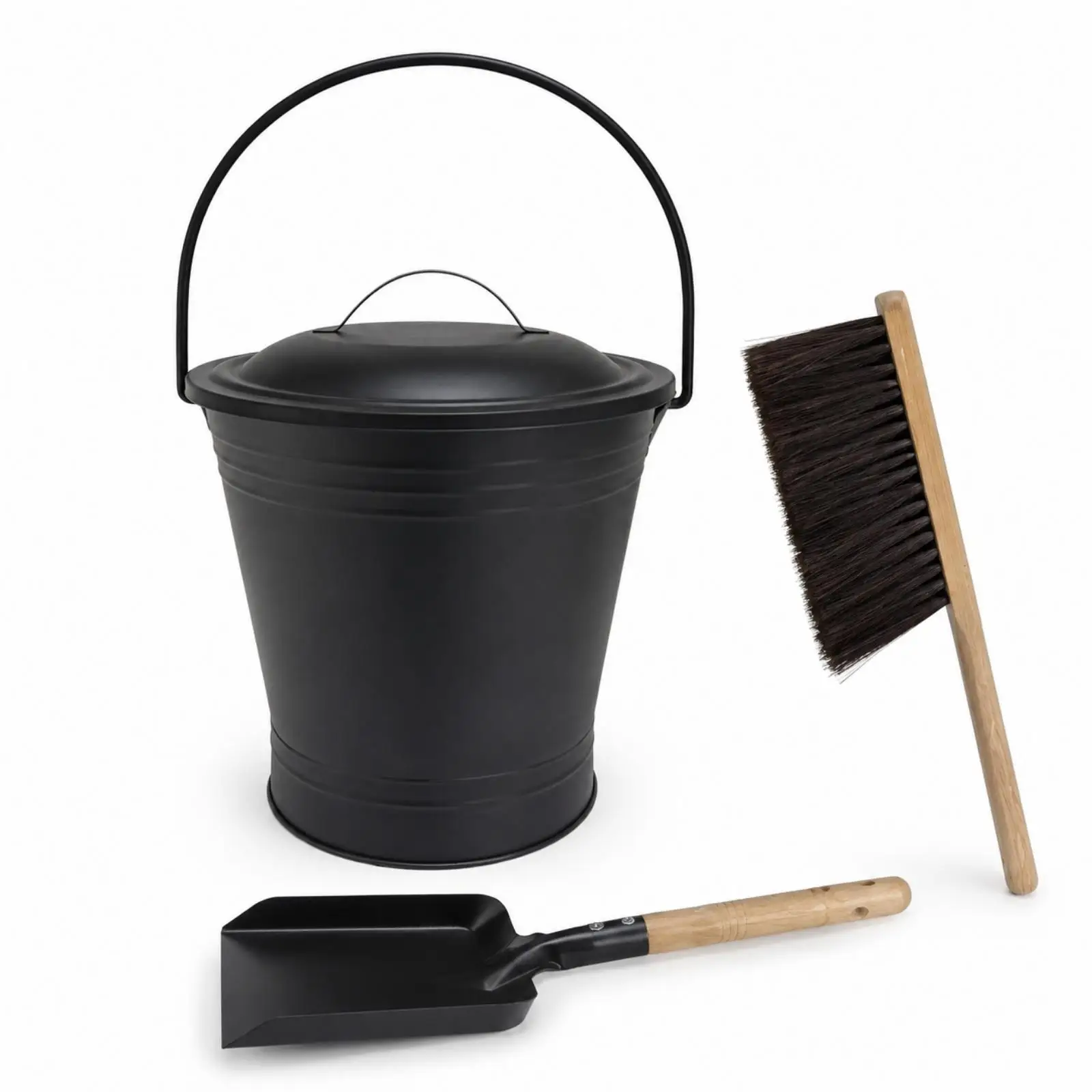 Ash Bucket with Shovel Iron Lid Fireplace Pail for Cold Ash Disposal Home Hearth Cleaning Accessory Ash Bucket with Shovel Iron Lid Fireplace Pail for Cold Ash Disposal Home Hearth Cleaning Accessory