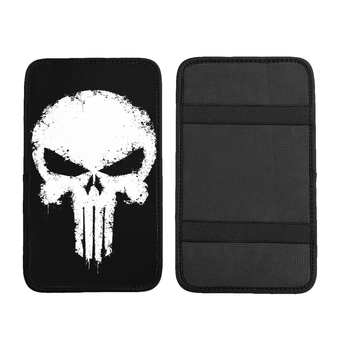 INSTANTARTS Center Console Cover Pad Universal Car Interior Accessories Skull Car Armrest Cover Mat Punisher Storage Box Cover