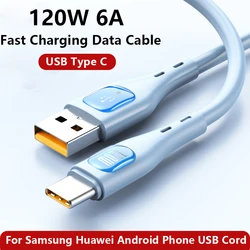120W 6A USB C Fast Charging High-Speed Data Transfer Cable USB A to USB C Cable Soft Liquid Silicone Android Phone Accessories
