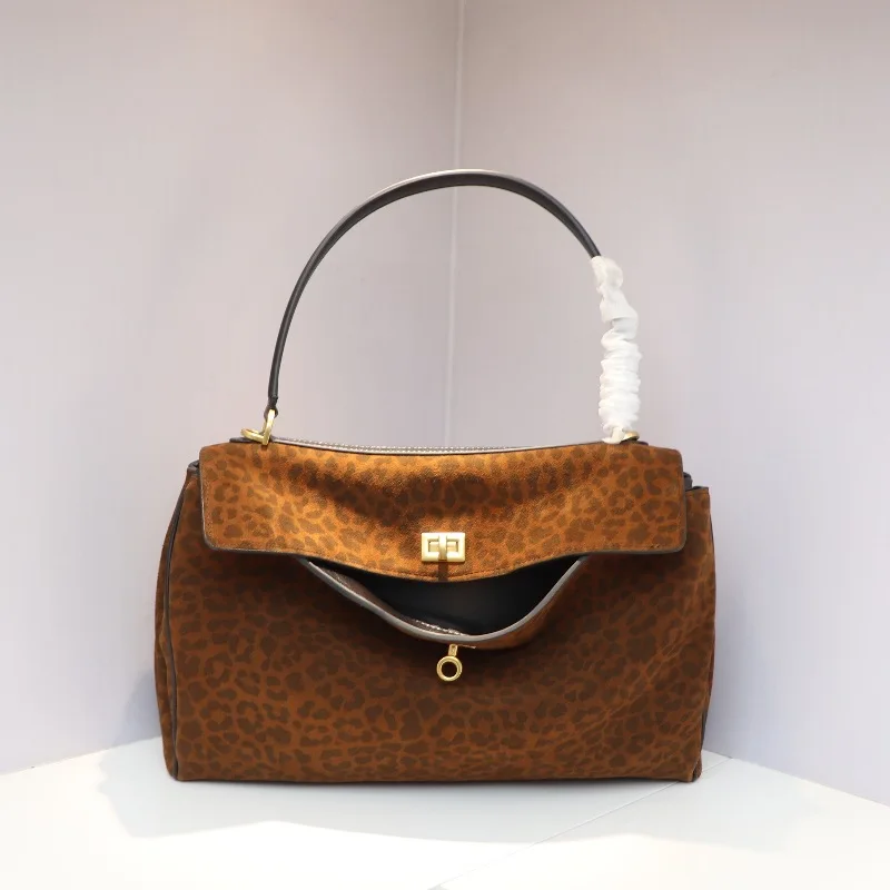 

2025 New Rodeo Soft Suede Tote Bag Large Capacity Matte Cowhide Leather Clasp Bag for Women Crossbody/Shoulder Bag