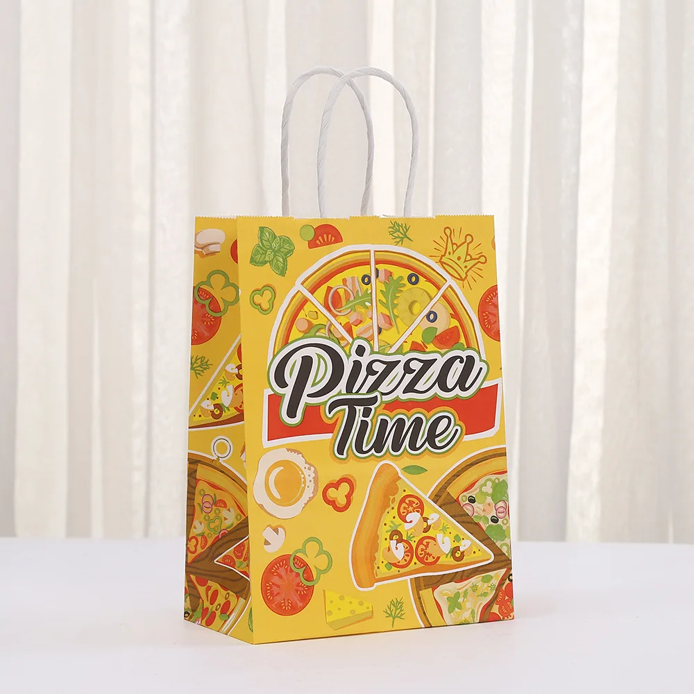 StoBag, Pizza themed Pattern Gift Bags, for Store Takeaway, Party supplies, Children\'s package, Reusable Paper, 12/30pcs