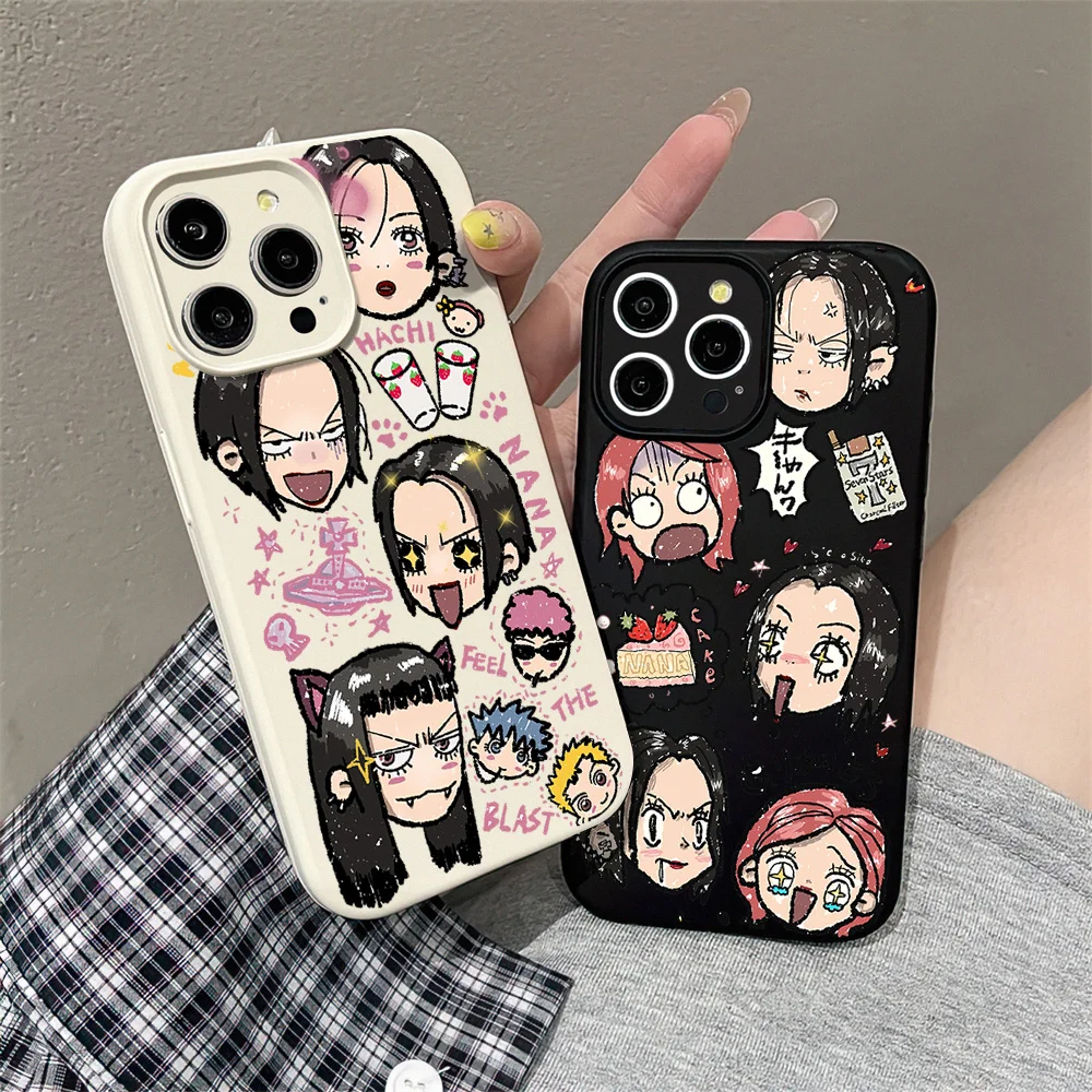 Nana Osaki Manga For iPhone 16 15 14 13 12 11 Pro MAX Plus Liquid Silicone Velvet All-Inclusive Soft Phone Case