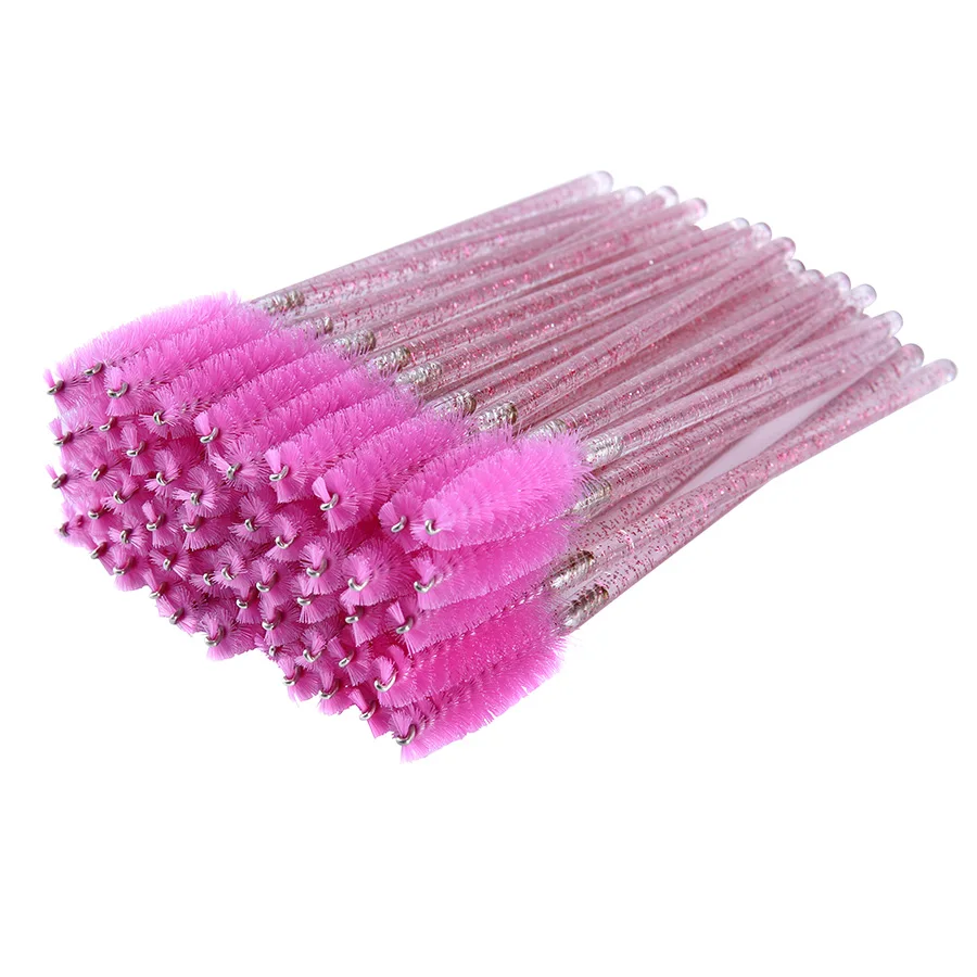 Brosse à cils en cristal jetable, 50 pièces/paquet, maquillage, poignée en diamant, baguettes à Mascara, outils d'extension de cils, bonne qualité