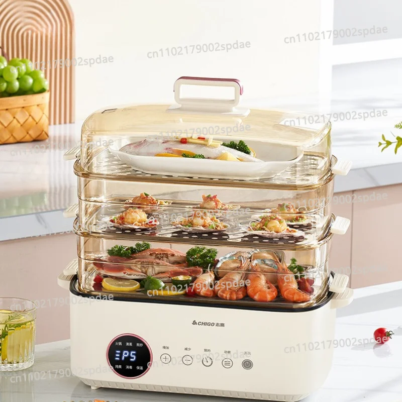 Electric Steamer Large Capacity Steaming Pot Steamer Multifunctional Insulation  Multi-Layer Smart Reservation Breakfast
