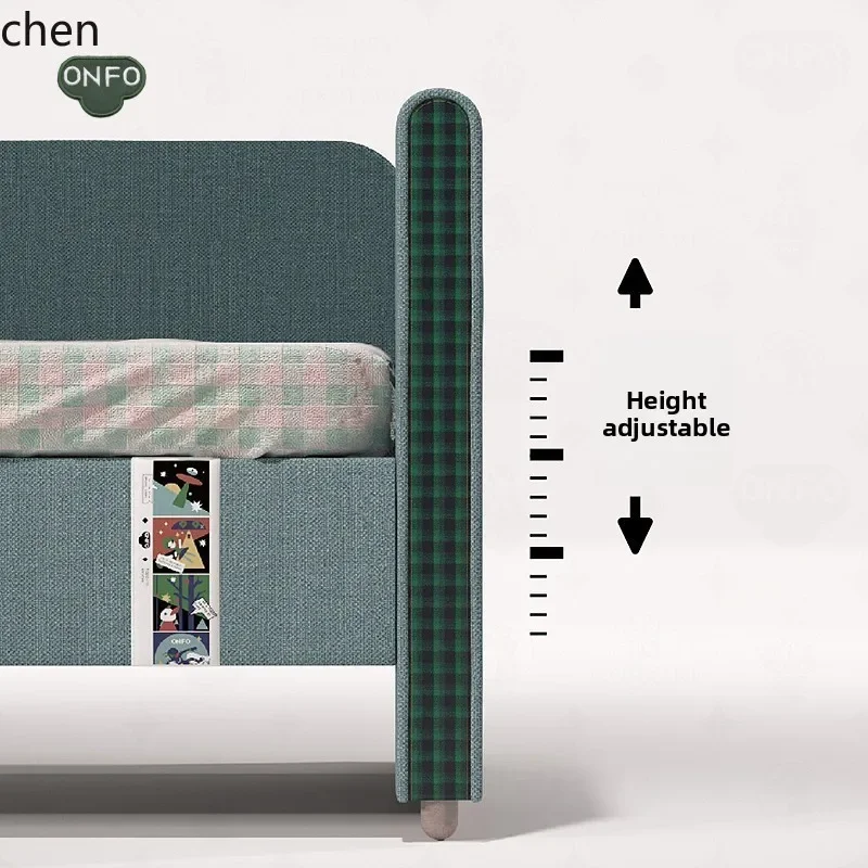 HT  splicing single bed with guardrail soft bag solid wood multi-function widened side bed