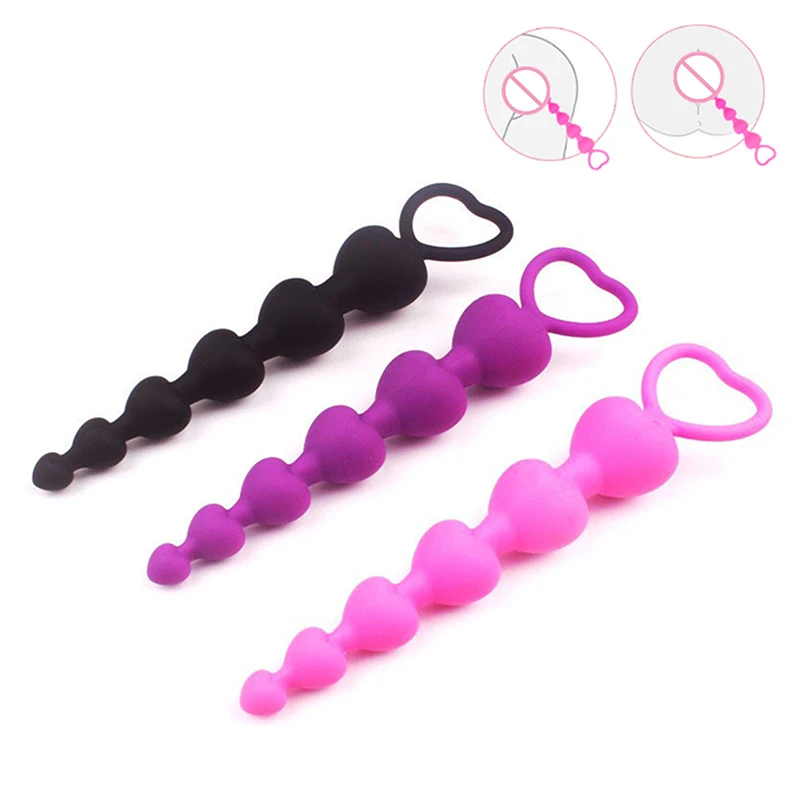 Heart Beads Soft Anal Plug Anus Toys Big Balls Silicone G-Spot Stimulating For Couples Butt Plugs Adult Sexy Anal Masturbator view 3