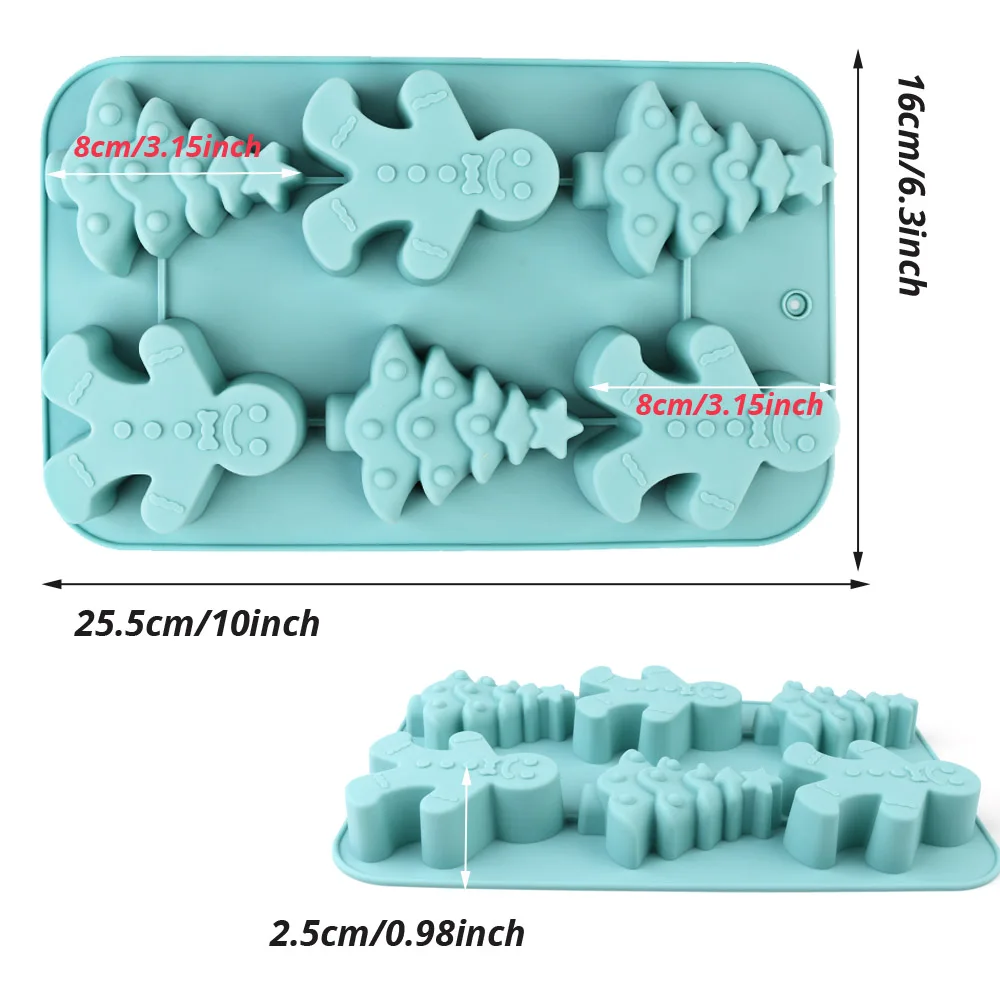 Christmas-Themed Silicone Baking Molds, Including Gingerbread Men, Christmas Trees, Snowmen and Other Shapes, Non-Stick and Easy to Demold, Food-Grade Silicone, Can Be Used to Make Cupcakes, Chocolate, Candy, Etc., Hol - view 3