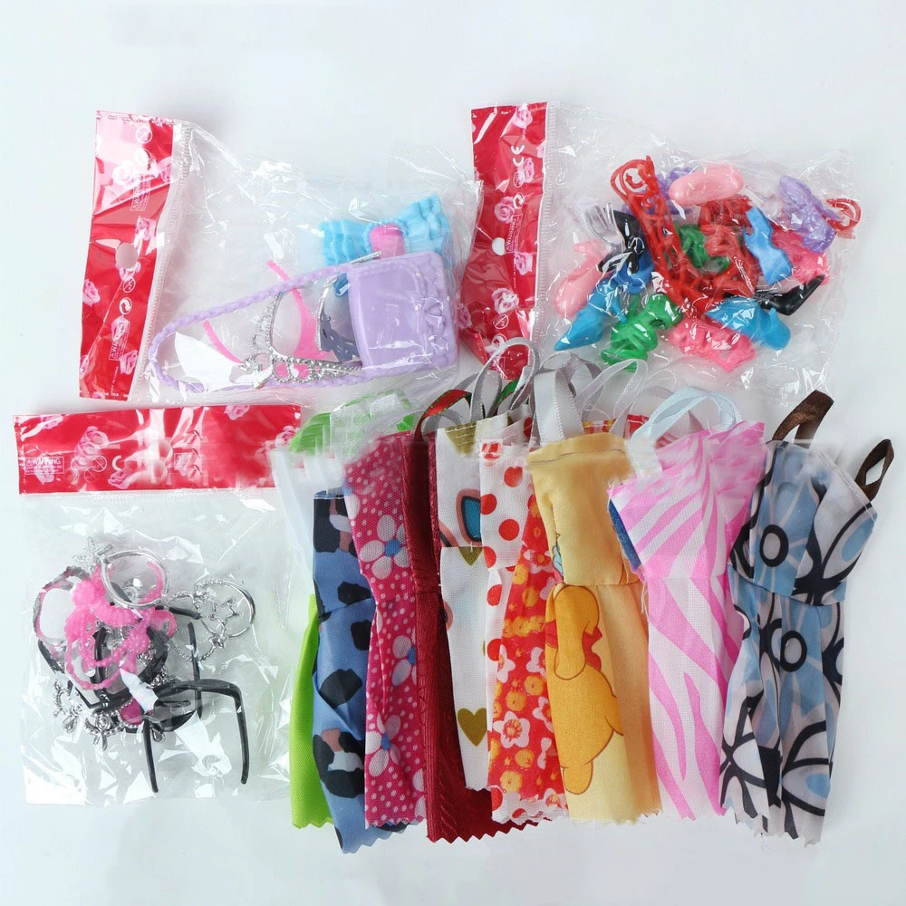 35 Item/Set Doll Accessories 10 Mix Fashion Cute Dress 10 Shoes 4 Glasses 6 Necklaces 2 Handbag 3 Crown Dress Up for Barbie Doll view 6