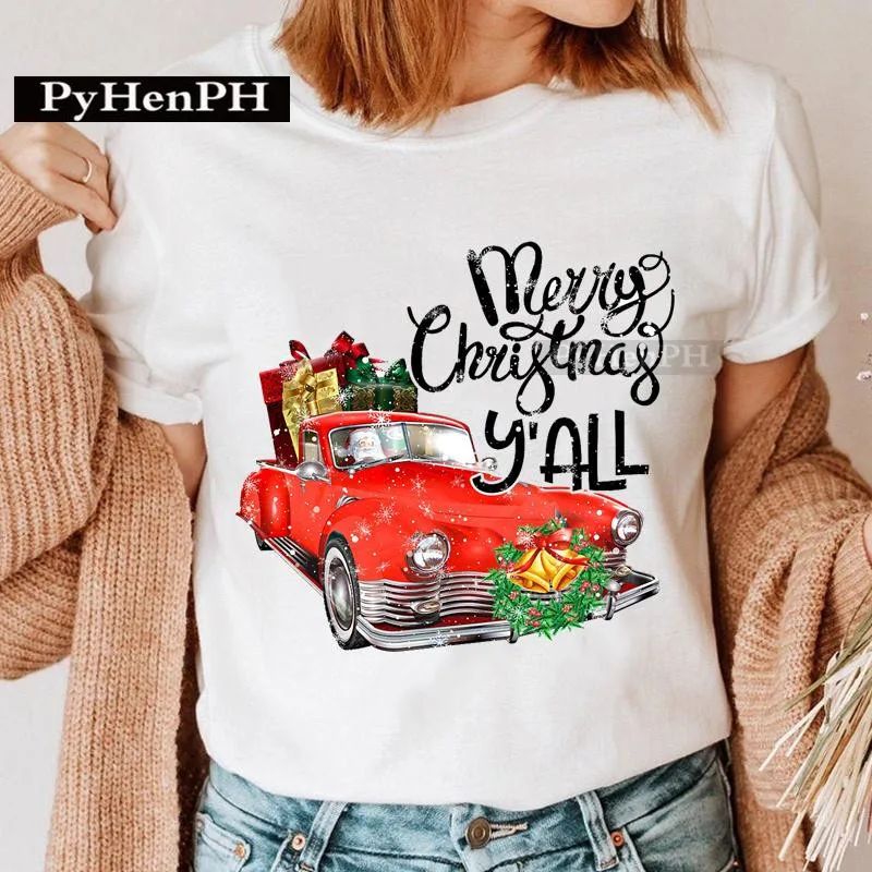 Simple Fashion Merry Christmas Letter T-shirt Men and Women Couples Short Sleeve Summer White Top Aesthetic Clothes  Graphic