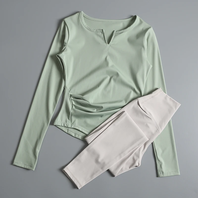 بدلات اللياقة البدنية للسيدات لربيع وصيف جديد بقصة ضيقة وأكمام طويلة وتدريبات الركض الصباحية الاحترافية الراقية