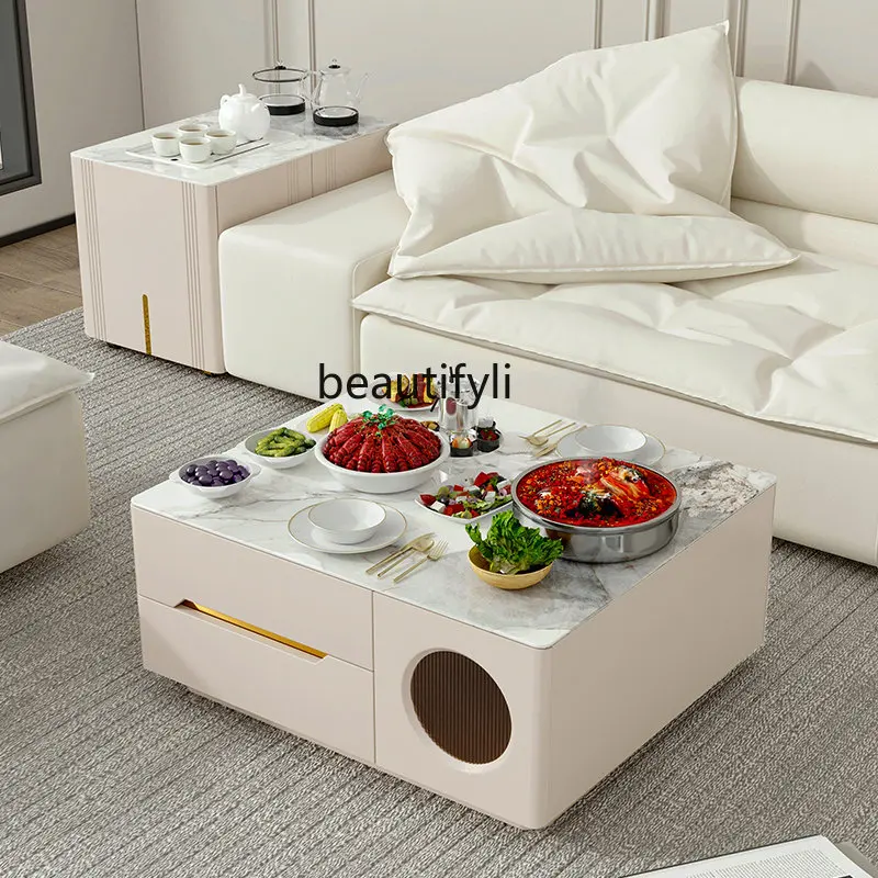 

yj Light Luxury Kung Fu Tea Table Tea Table Integrated with Tea Set Modern Multi-Functional Simple Tea Cart Combination