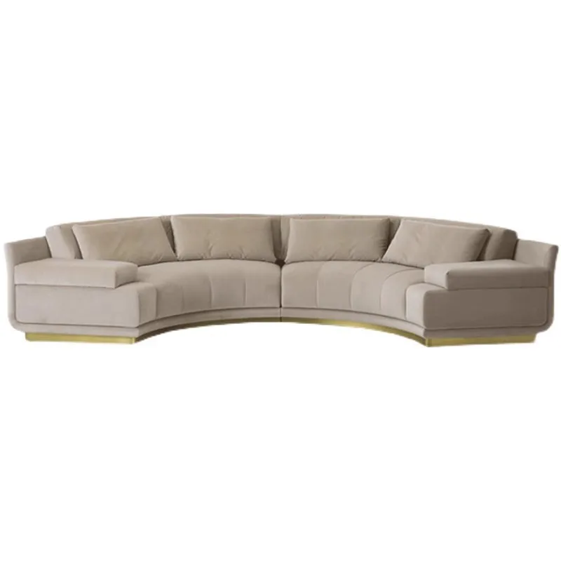 Nordic light luxury curved fabric sofa, villa high-end imported velvet sofa large apartment hotel lobby reception